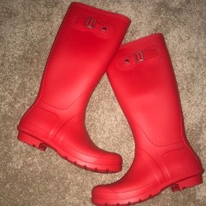 Red rain boots
